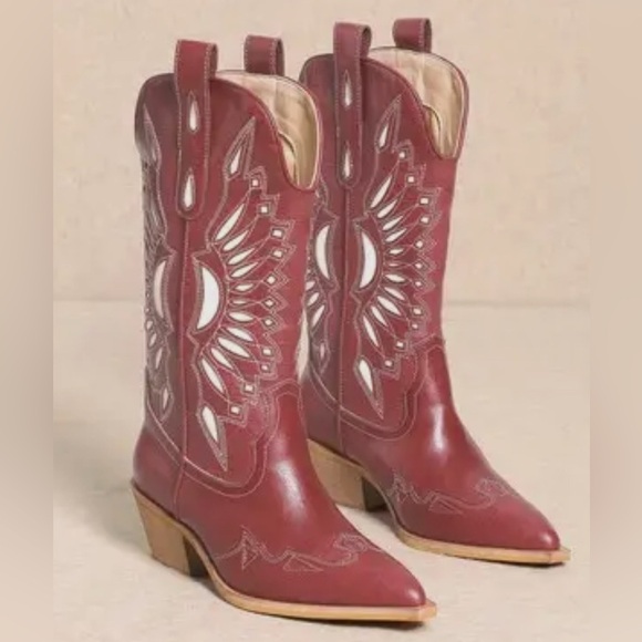 Mi.iM 8.5 Burgundy Western Heeled Boots - Picture 1 of 4